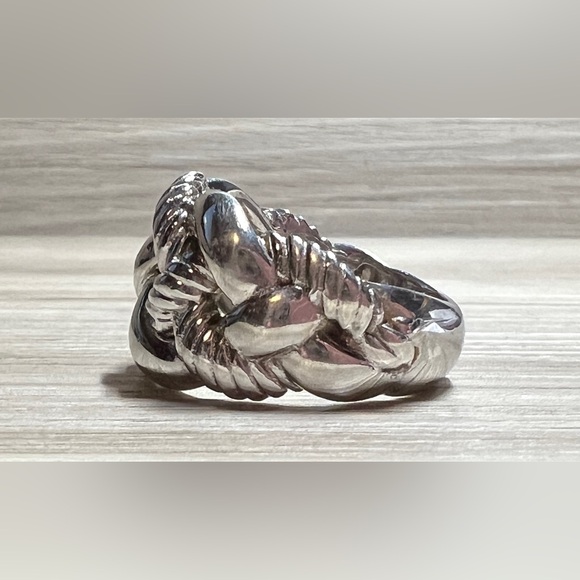 Vintage Italian Designer (2205AR) Sterling Silver Braided Rope Knot Ring, Size 9 - Picture 3 of 10